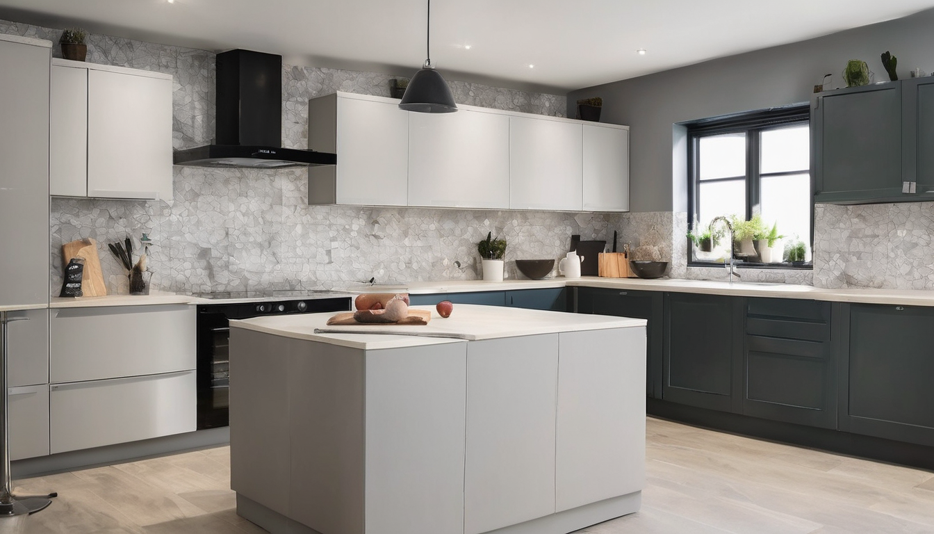 Comparison of DIY and professional kitchen worktop fitting setups with tools and materials ready for installation.